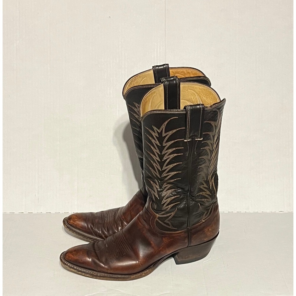 Vintage Justin Boots Mens 10AA Two Tone Leather Western Cowboy Boots 2396